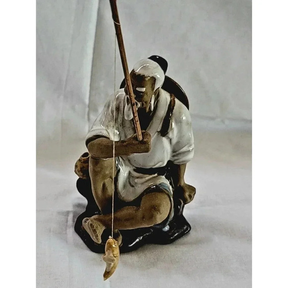 VINTAGE WANJIANG CHINA CHINESE SHIWAN MUDMAN FISHERMAN 5" FIGURINE SEE PHOTOS - Picture 12 of 16